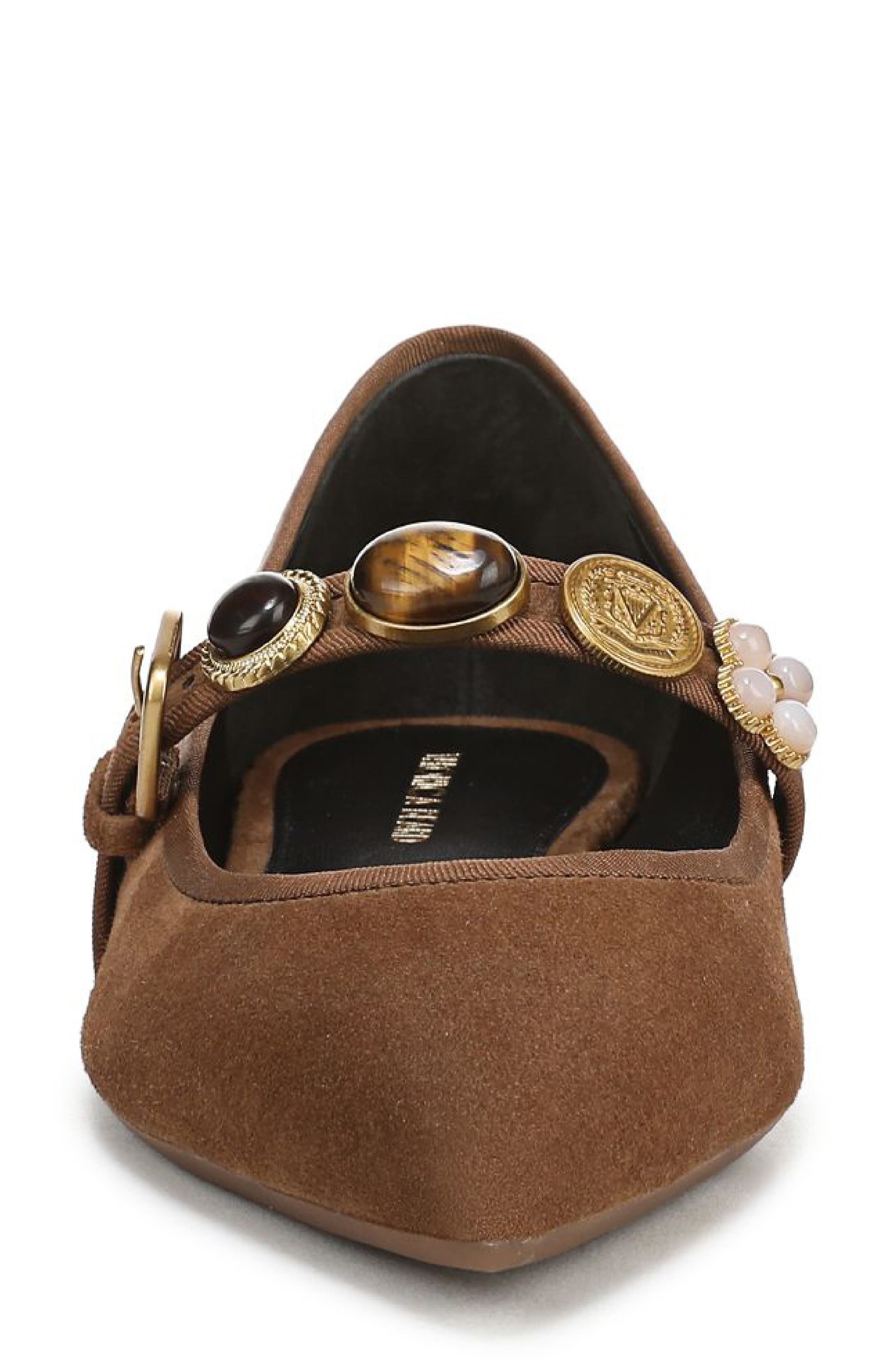 Veronica Beard Selene Charms Pointed Toe Flat in Espresso at Nordstrom - 4