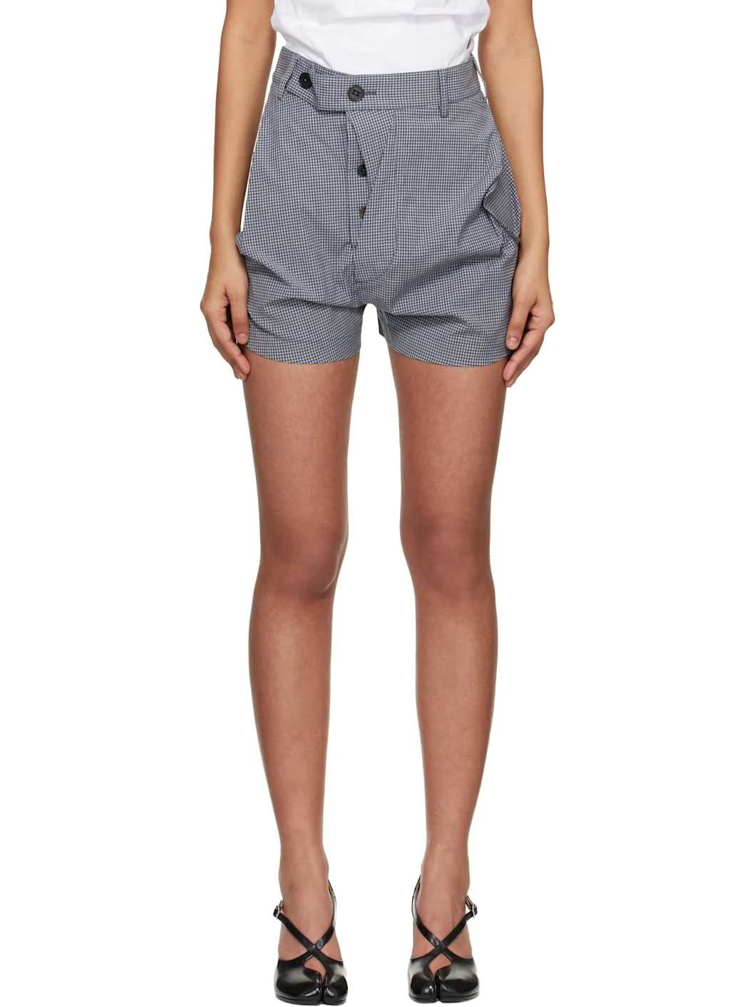 Gray Cotton Shorts - 1