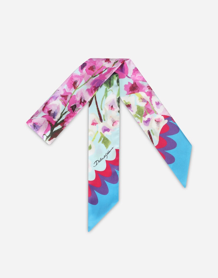 Bluebell-print twill headscarf - 1