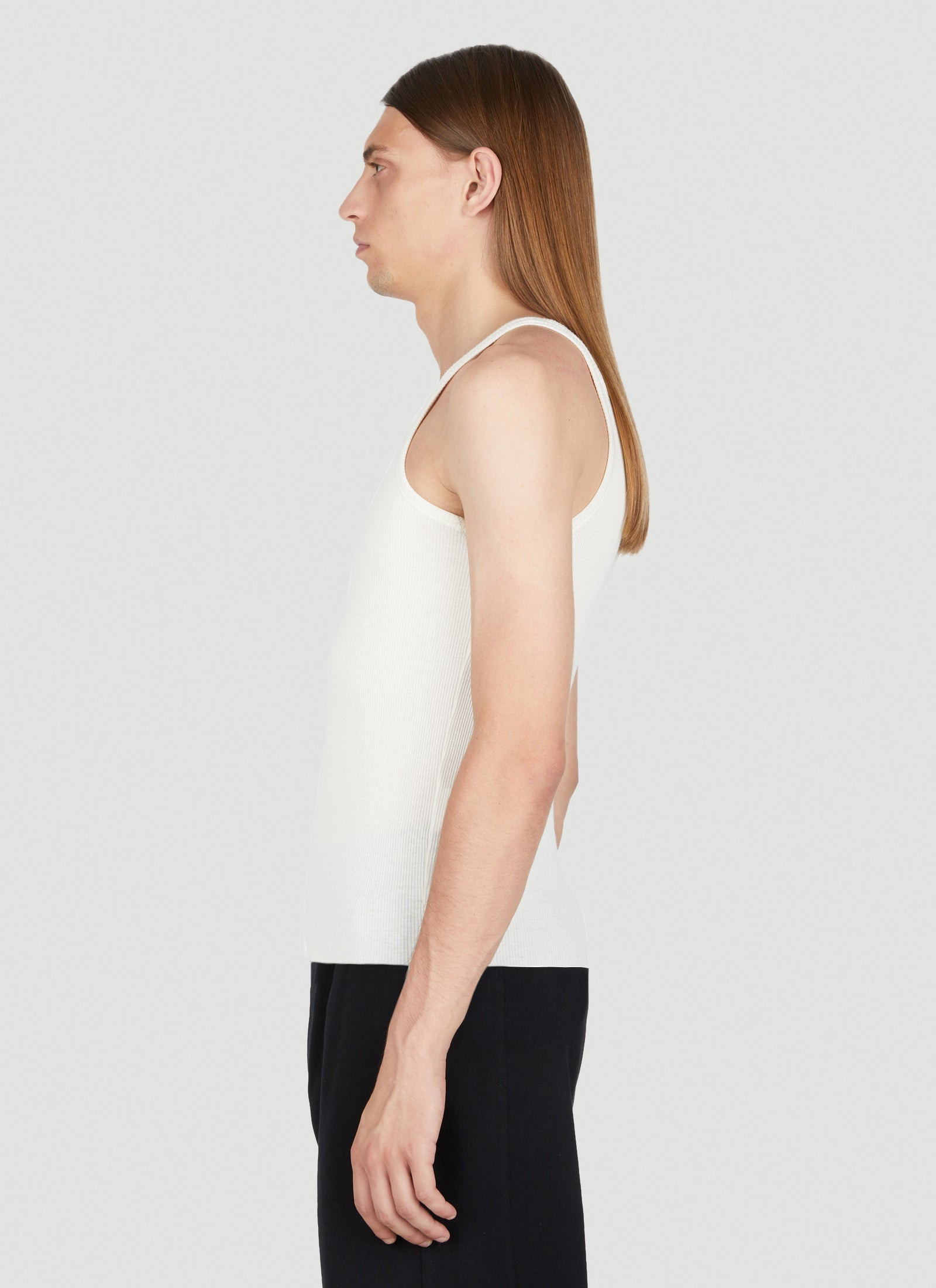 Saint Laurent Men Logo Embroidery Rib Tank Top - 3