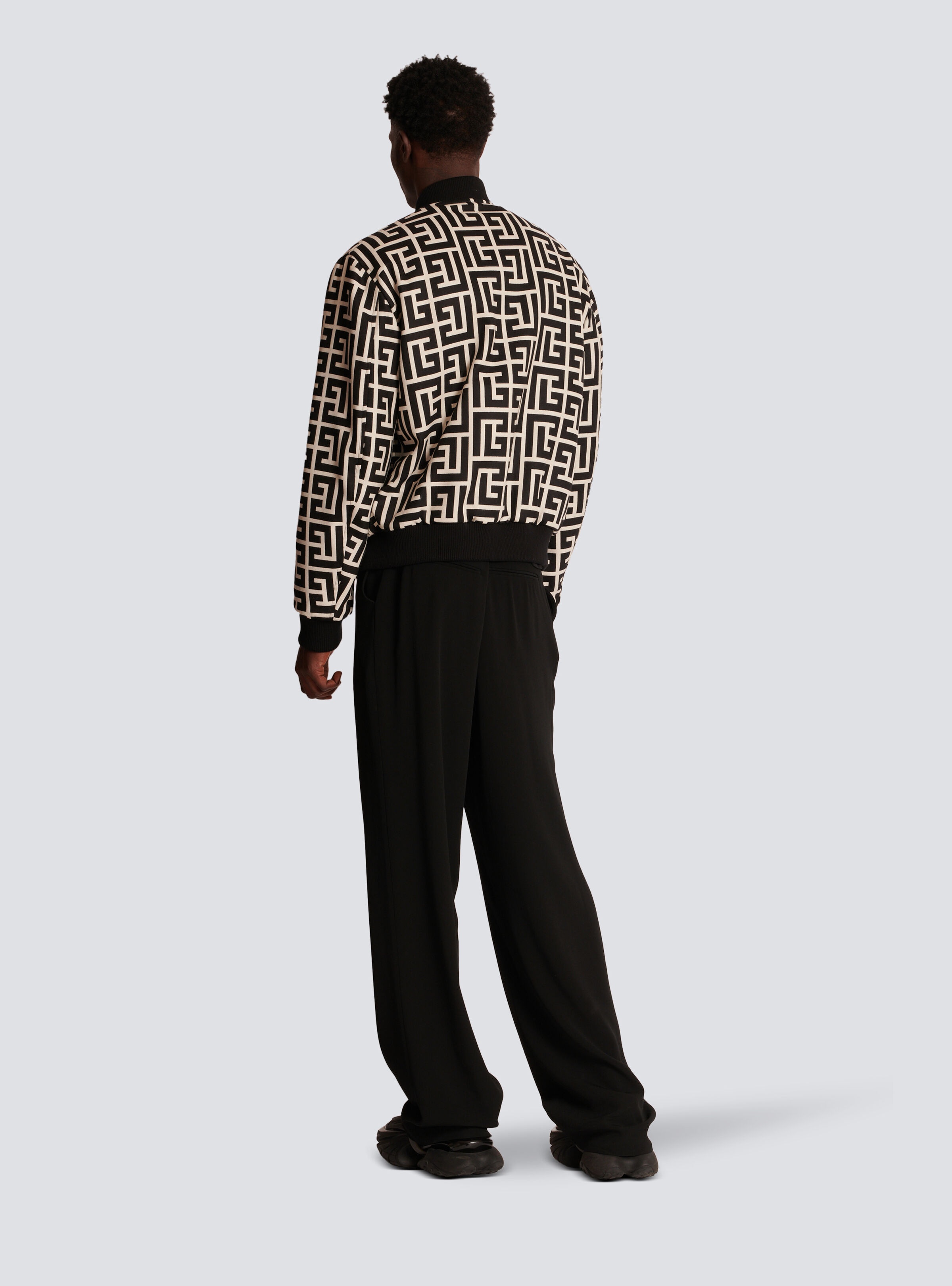 Reversible wool bomber jacket with monogram - 3