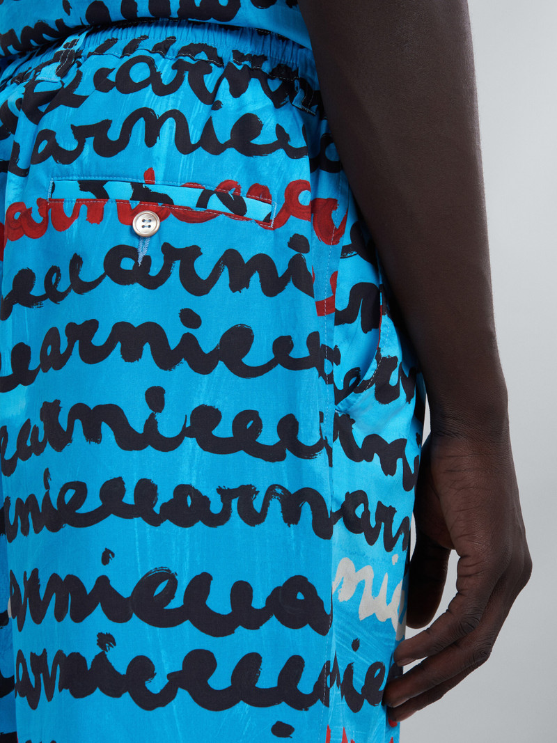 LIGHT BLUE POPLIN SHORTS WITH MAREMARNI PRINT 4