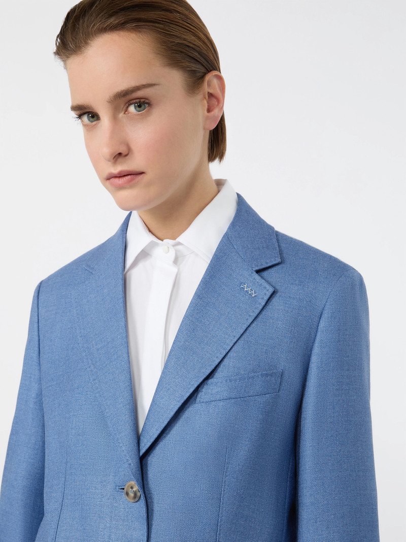 PESCHE Single-breasted wool and silk canvas blazer - LIGHT BLUE 5
