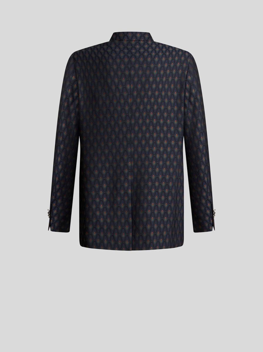 WOOL AND COTTON JACQUARD BLAZER - 5