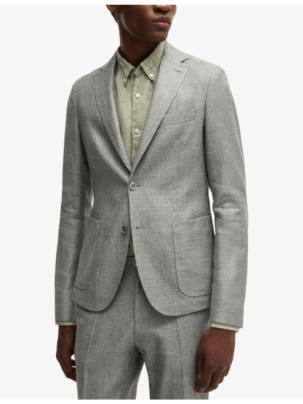 Notched-Lapel Single-Breasted Slim-Fit Woven Blazer - 3