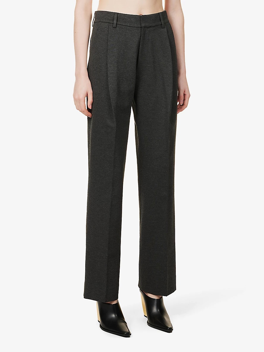 Pleated tapered-leg mid-rise stretch-woven trousers - 3