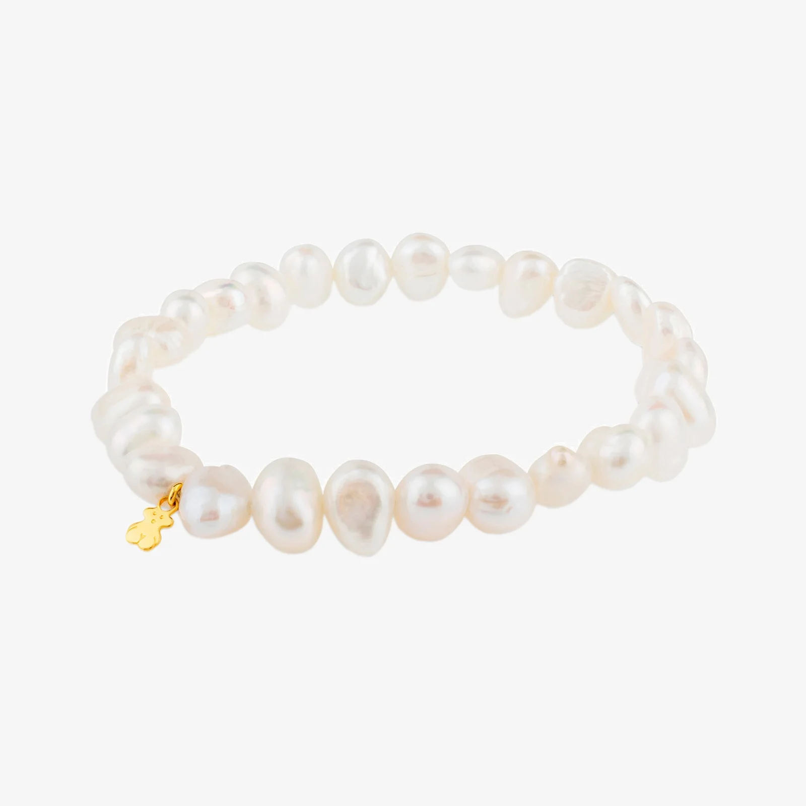 18K solid gold Sweet Dolls Bracelet with baroque pearls and Bear motif - 1