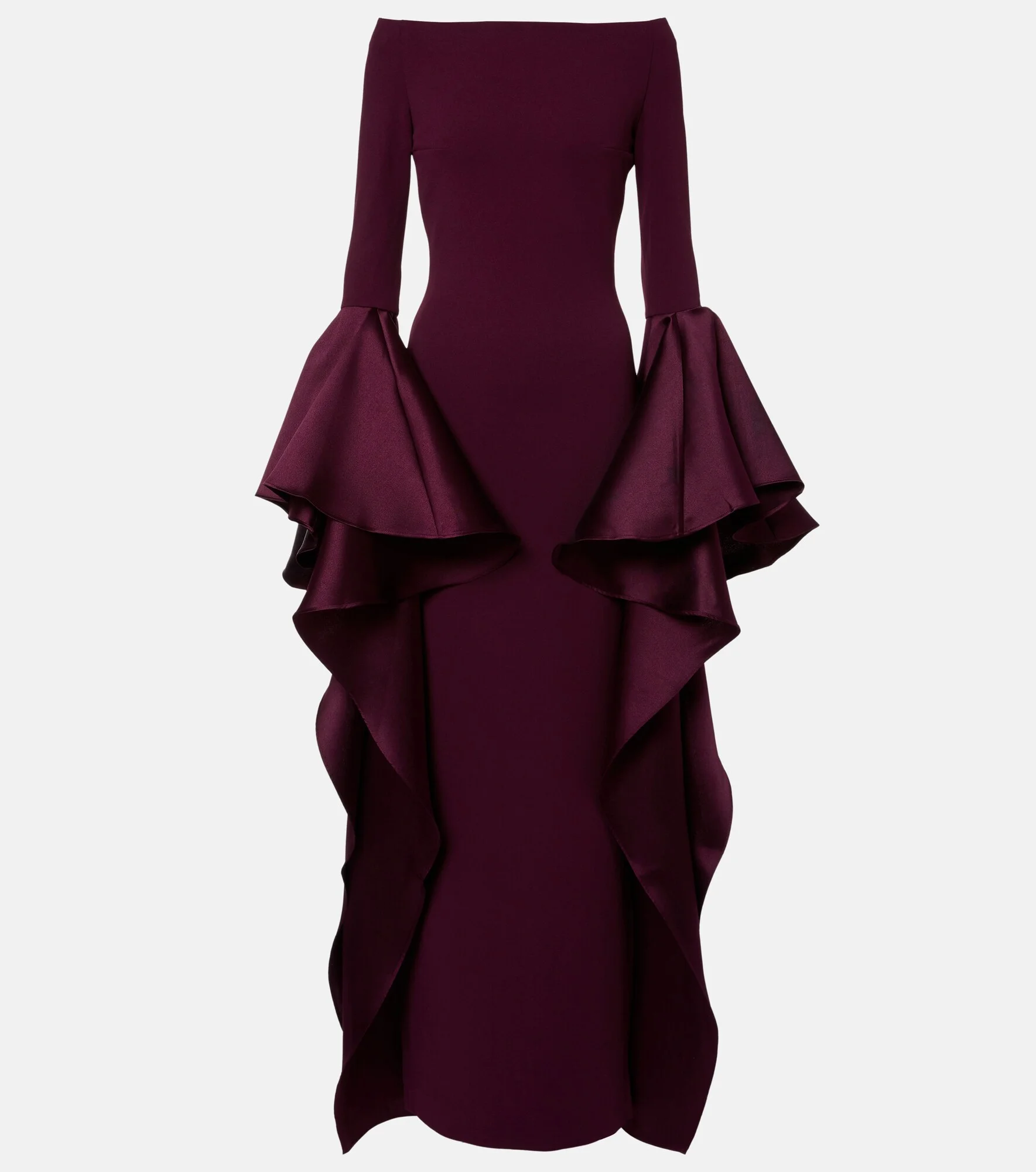 Astria off-shoulder satin-trimmed gown - 1