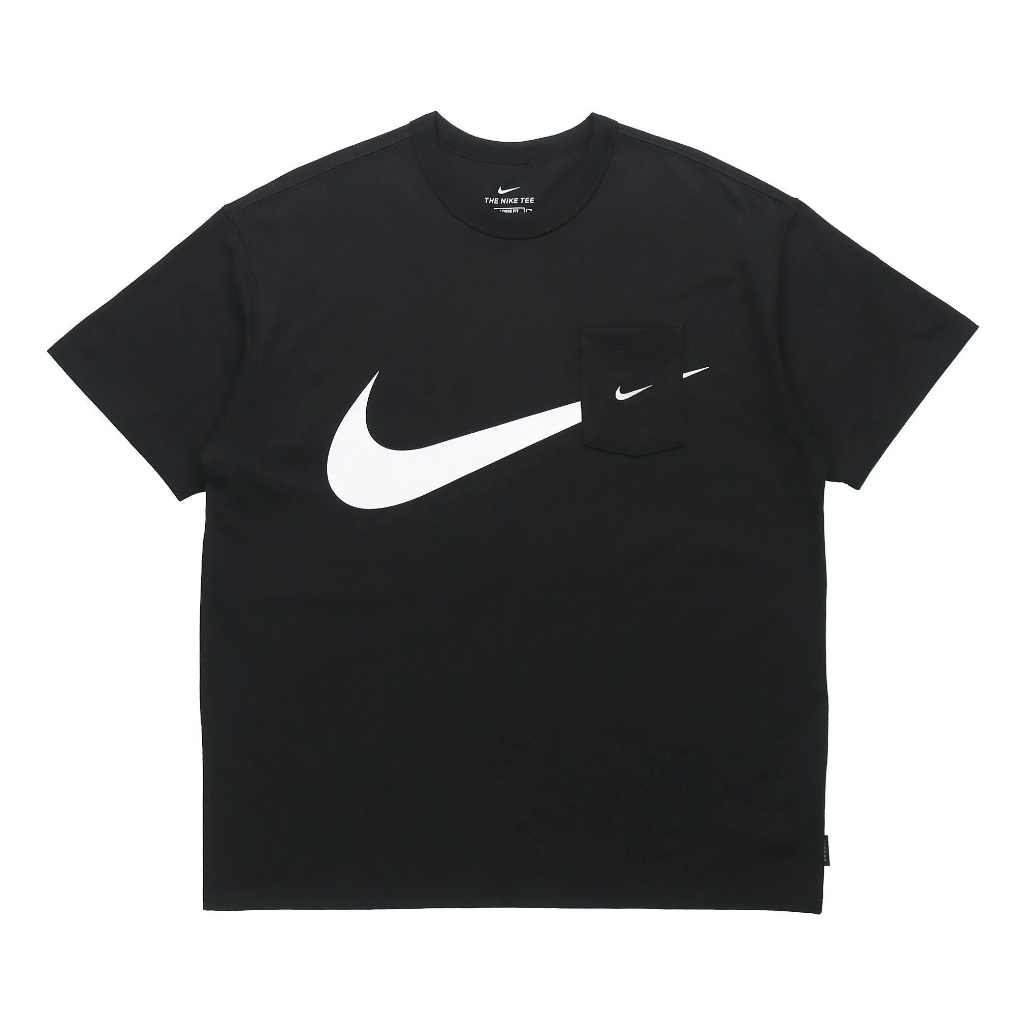 Nike Sportswear Swoosh Casual Sports Round Neck Logo Pocket Short Sleeve Black DJ4134-010 - 1