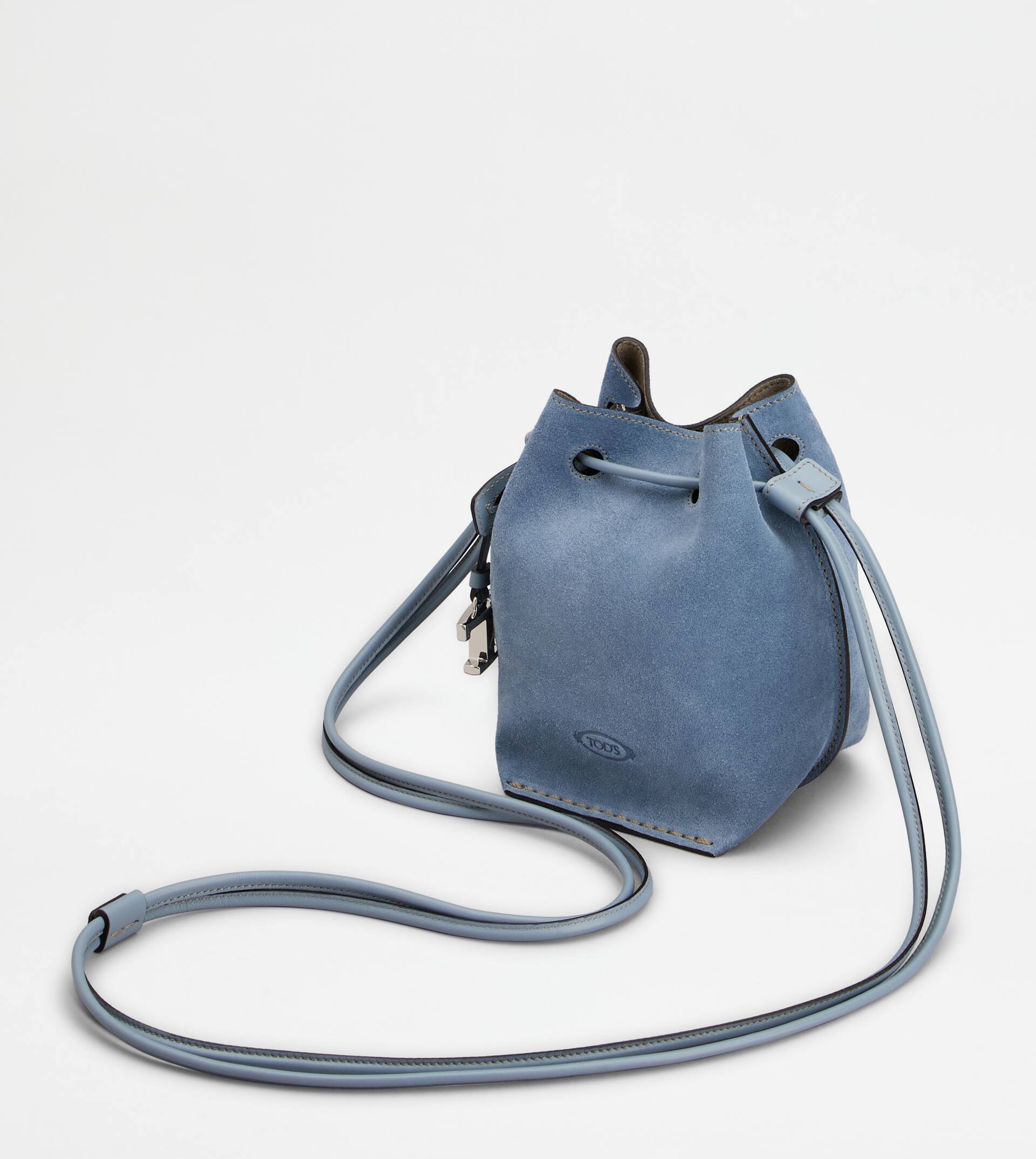 BUCKET BAG IN SUEDE MICRO - LIGHT BLUE - 6
