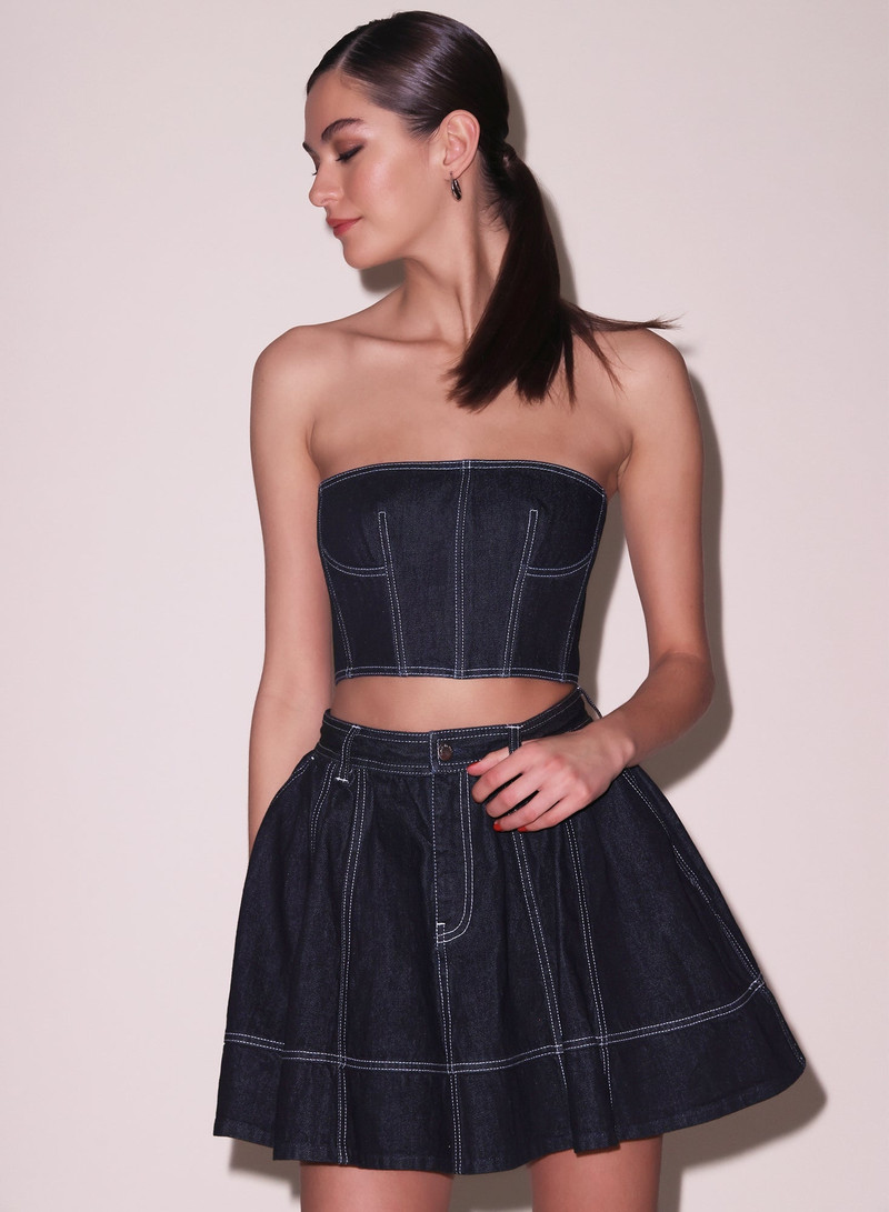 Fleur du Mal Denim Cropped Bustier outlook