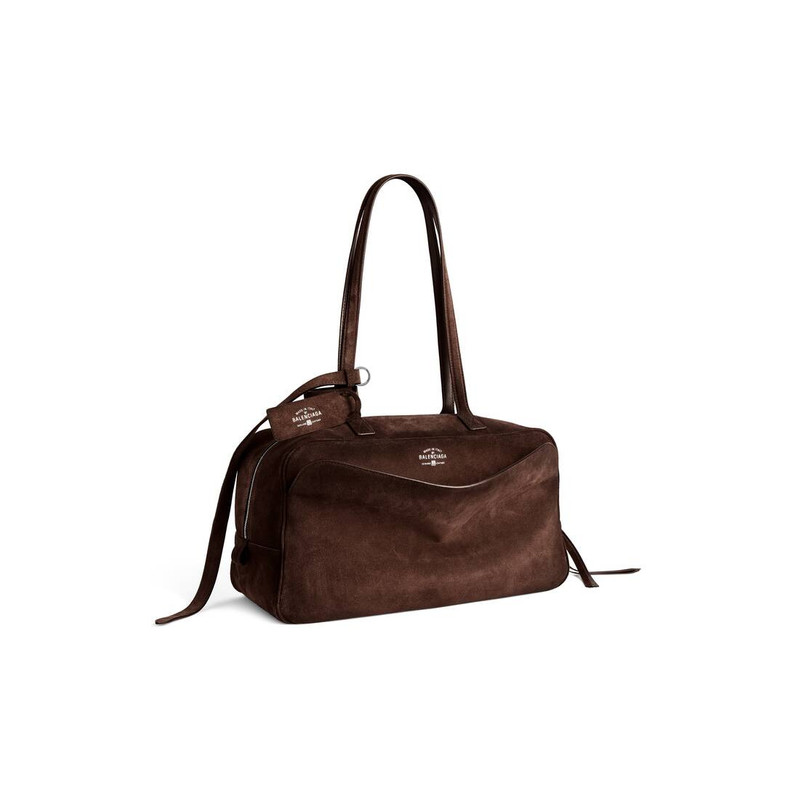 BALENCIAGA Women's Carrie Bowling Bag Medium in Light Espresso outlook