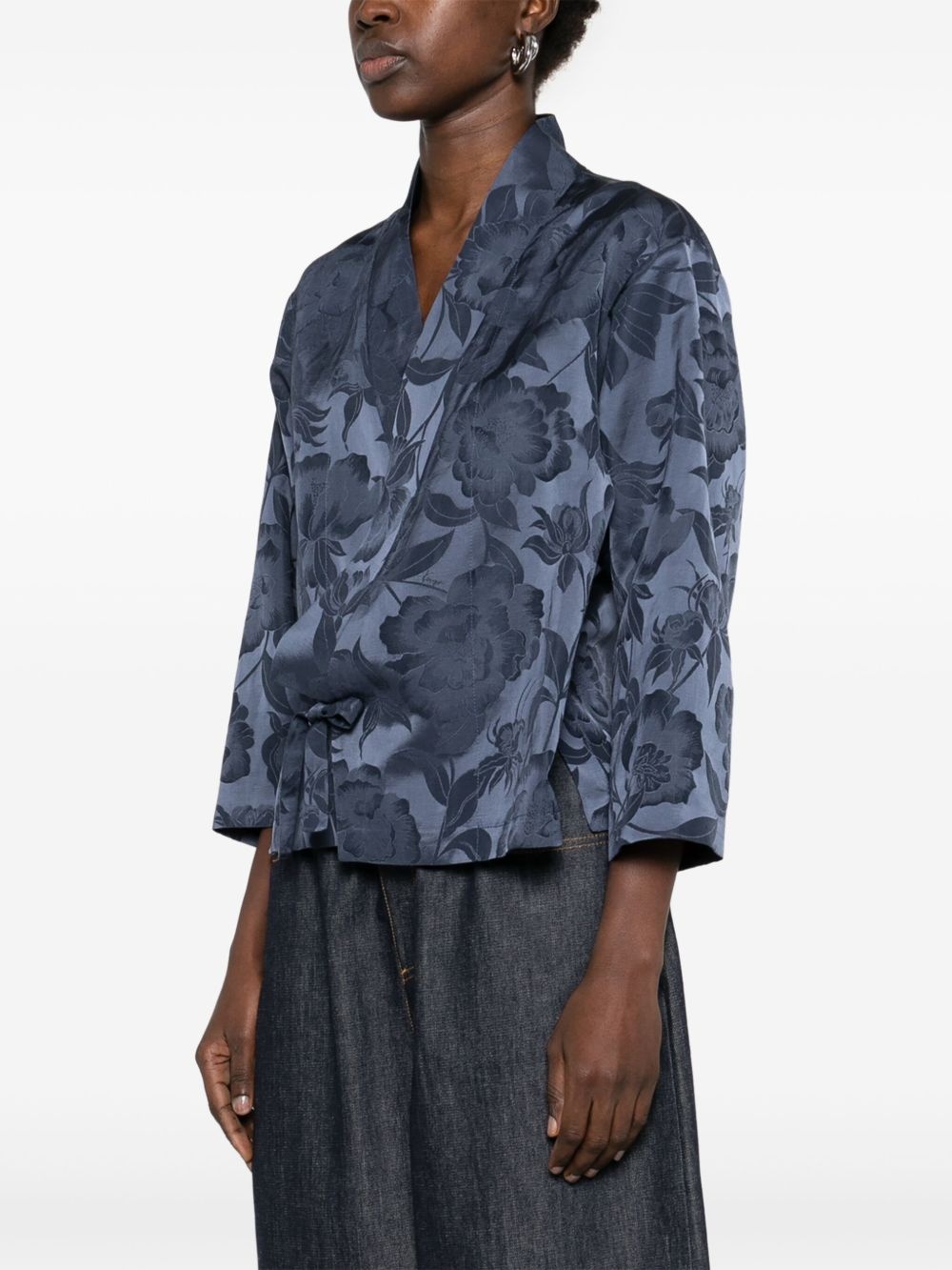 floral-jacquard jacket - 3