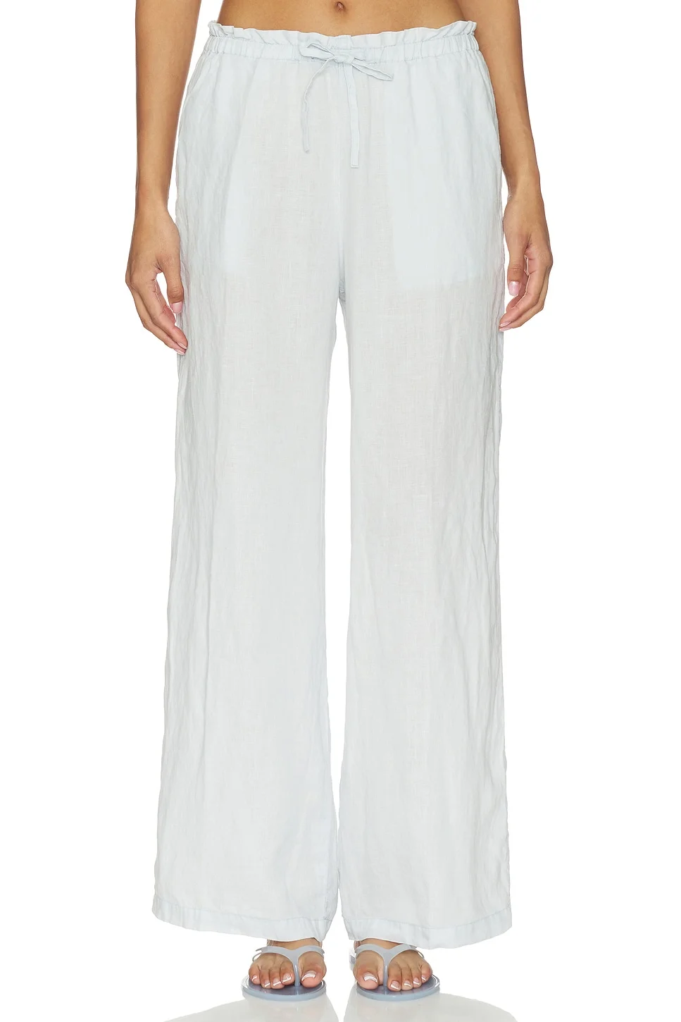 Paper Bag Waist Linen Pants - 1