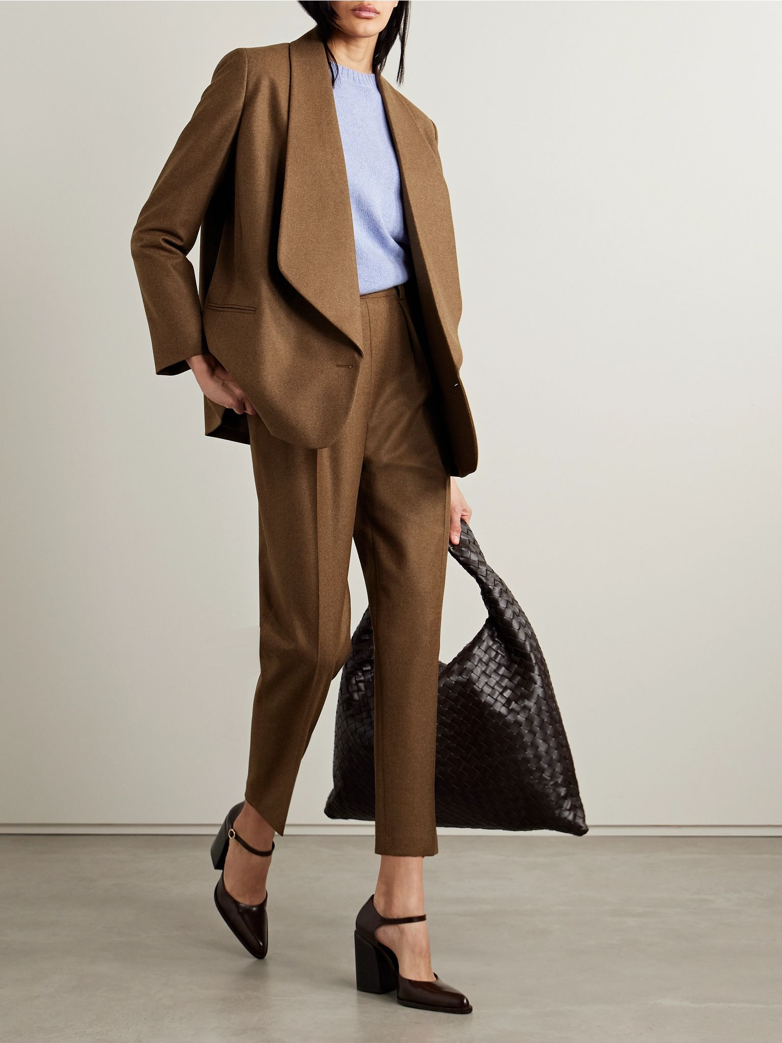 Wool and cashmere-blend blazer Brown - 2