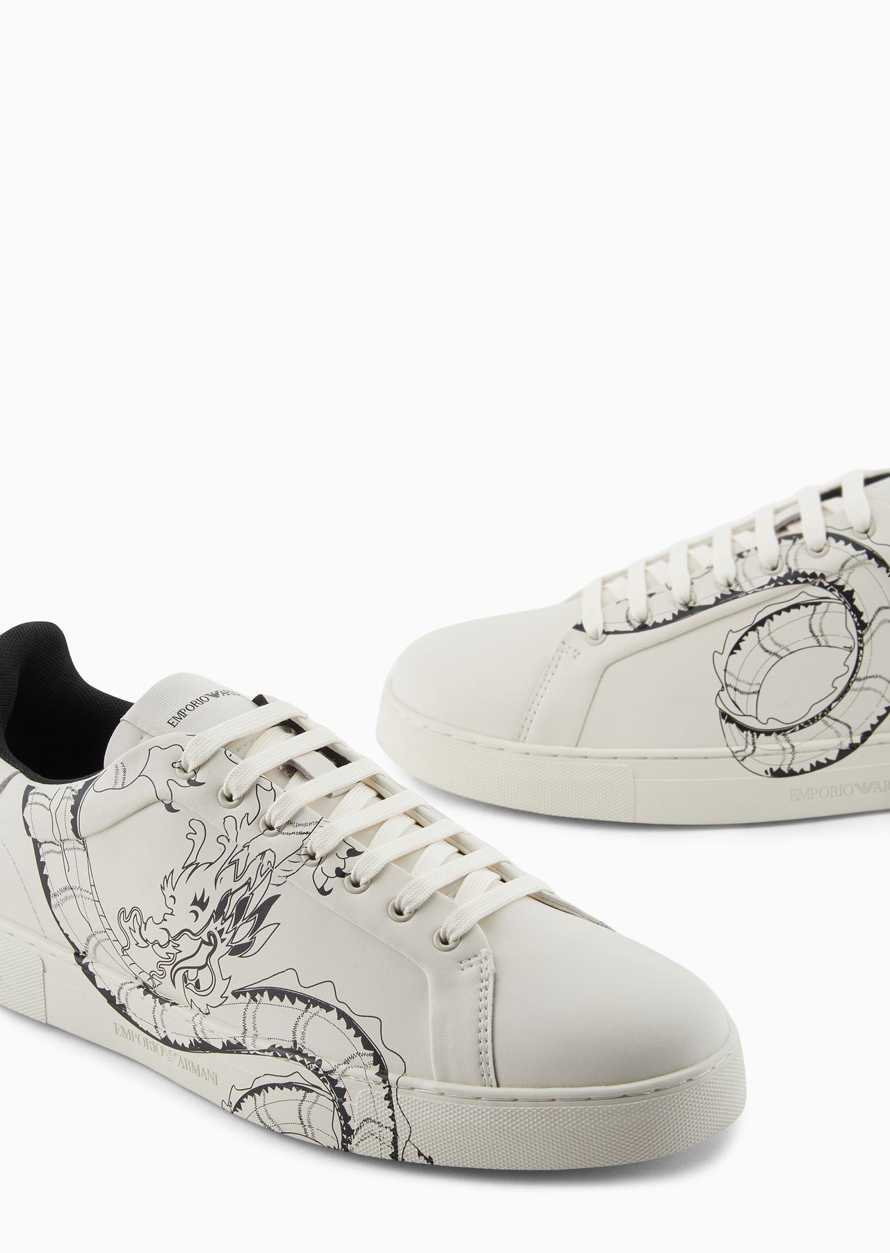 dragon-print leather sneakers - 5