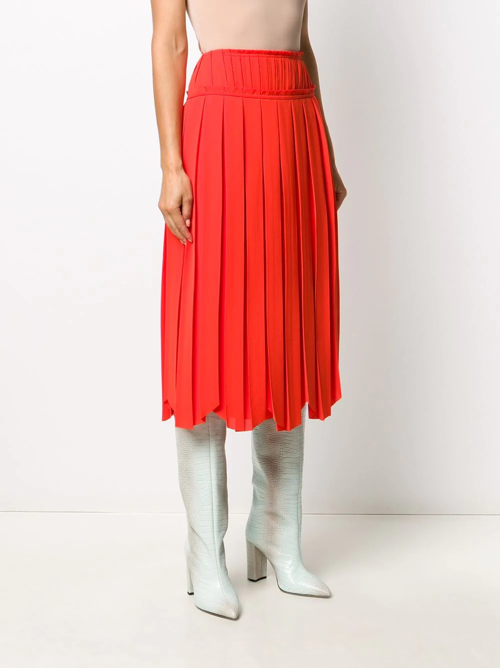 pleated scallop-hem skirt - 3