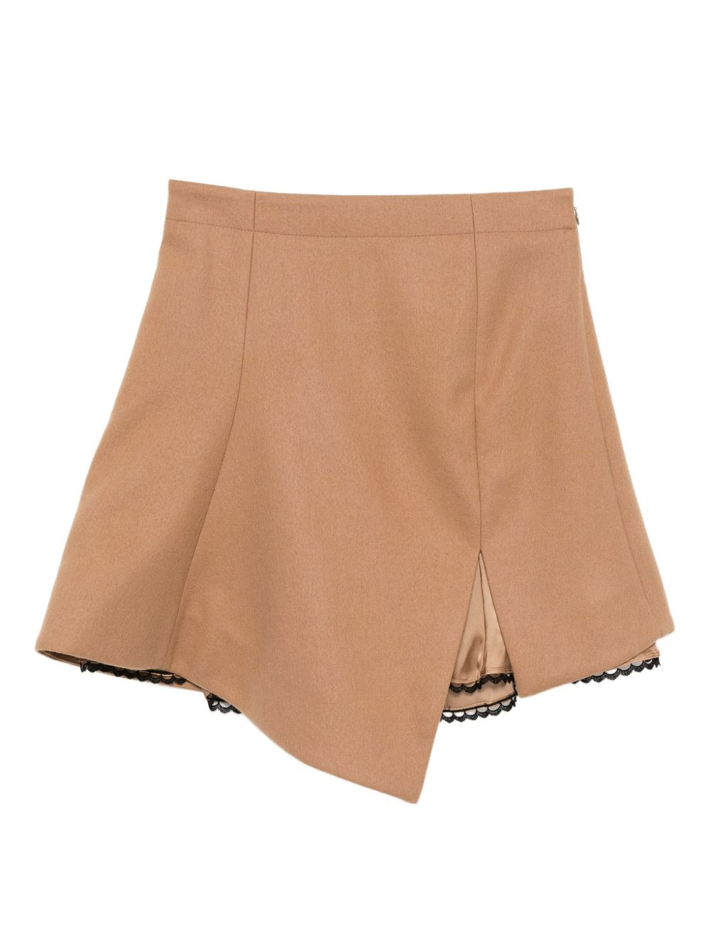 asymmetric lace-trim skirt - 1