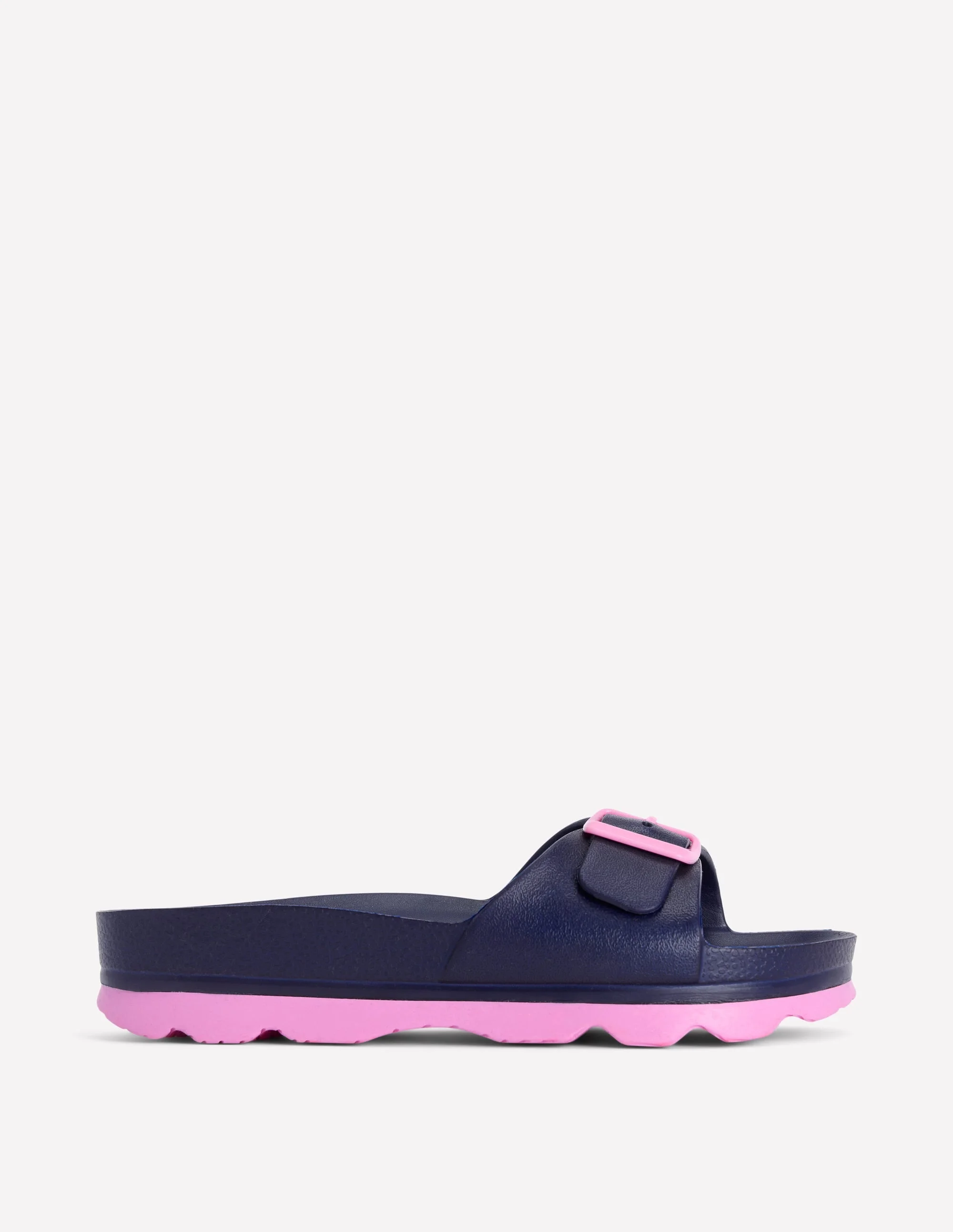 Lyla Single Buckle Sliders-Navy/Pink - 1