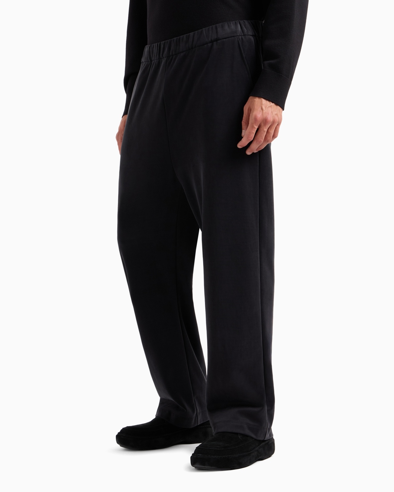 STRETCH COTTON AND CUPRO FLAT-FRONT TROUSERS - 2