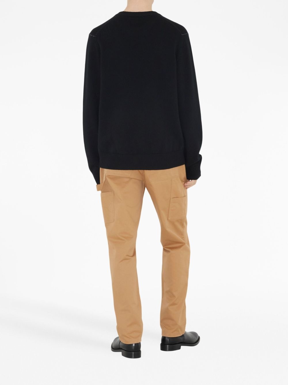 logo-tag cotton straight-leg trousers - 4