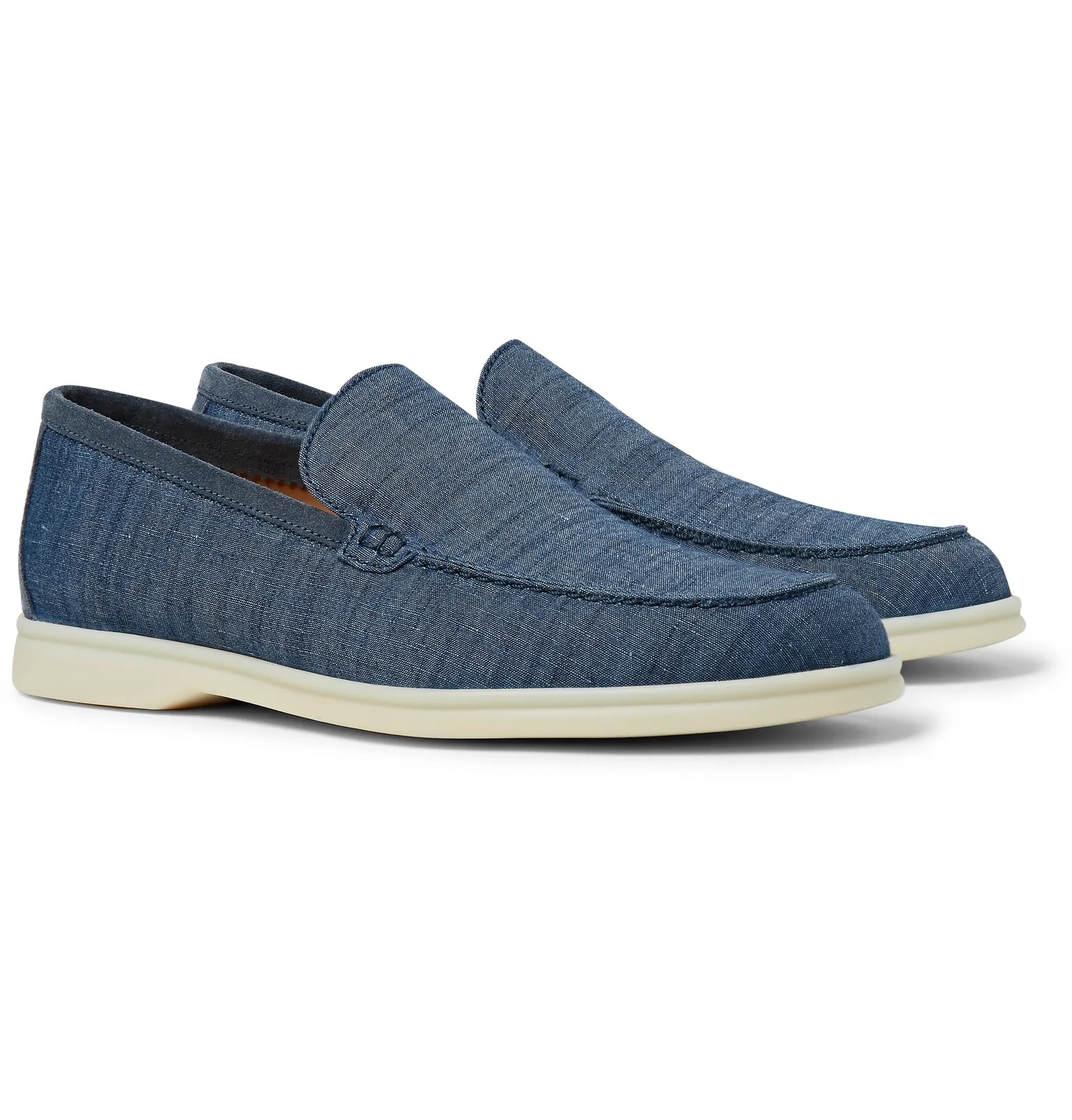 Summer Walk Suede-Trimmed Cotton and Linen-Blend Chambray Loafers - 2