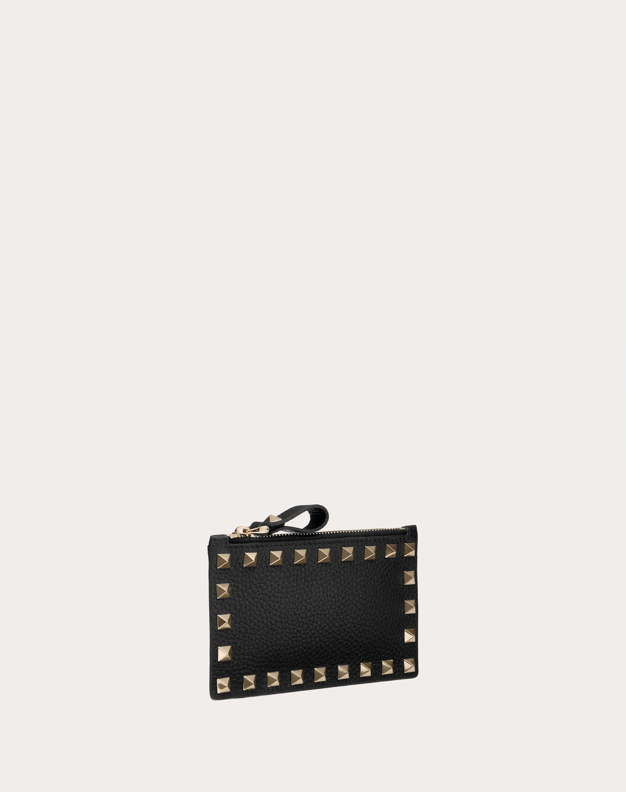 ROCKSTUD GRAINY CALFSKIN CARDHOLDER WITH ZIPPER - 4