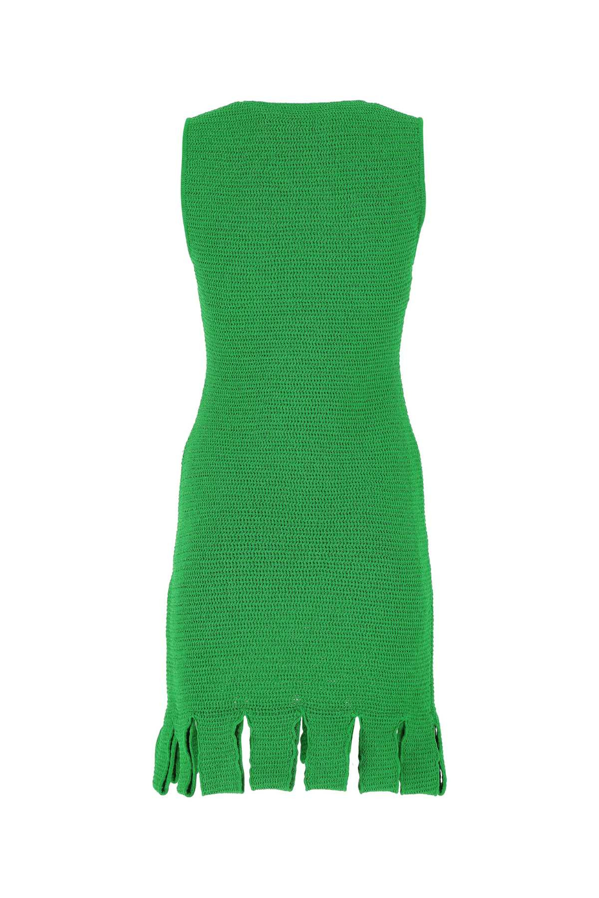 Bottega Veneta Women Grass Green Stretch Cotton Blend Mini Dress - 2