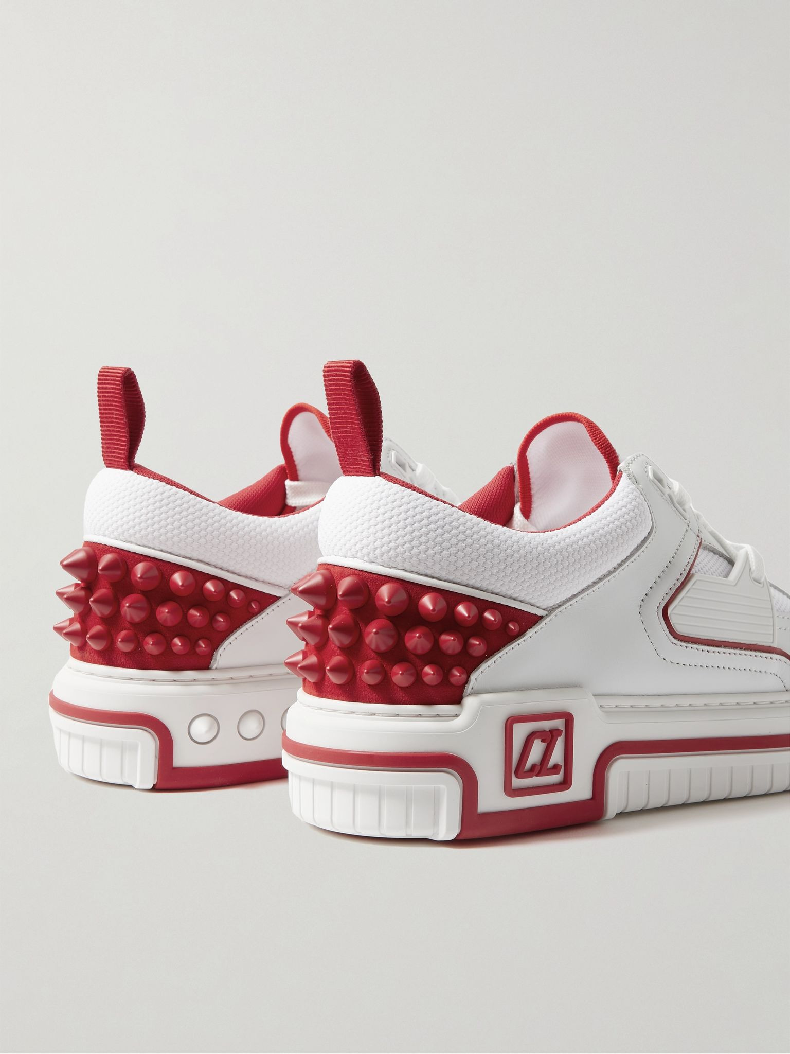 Astroloubi Spiked Leather and Mesh Sneakers White - 5