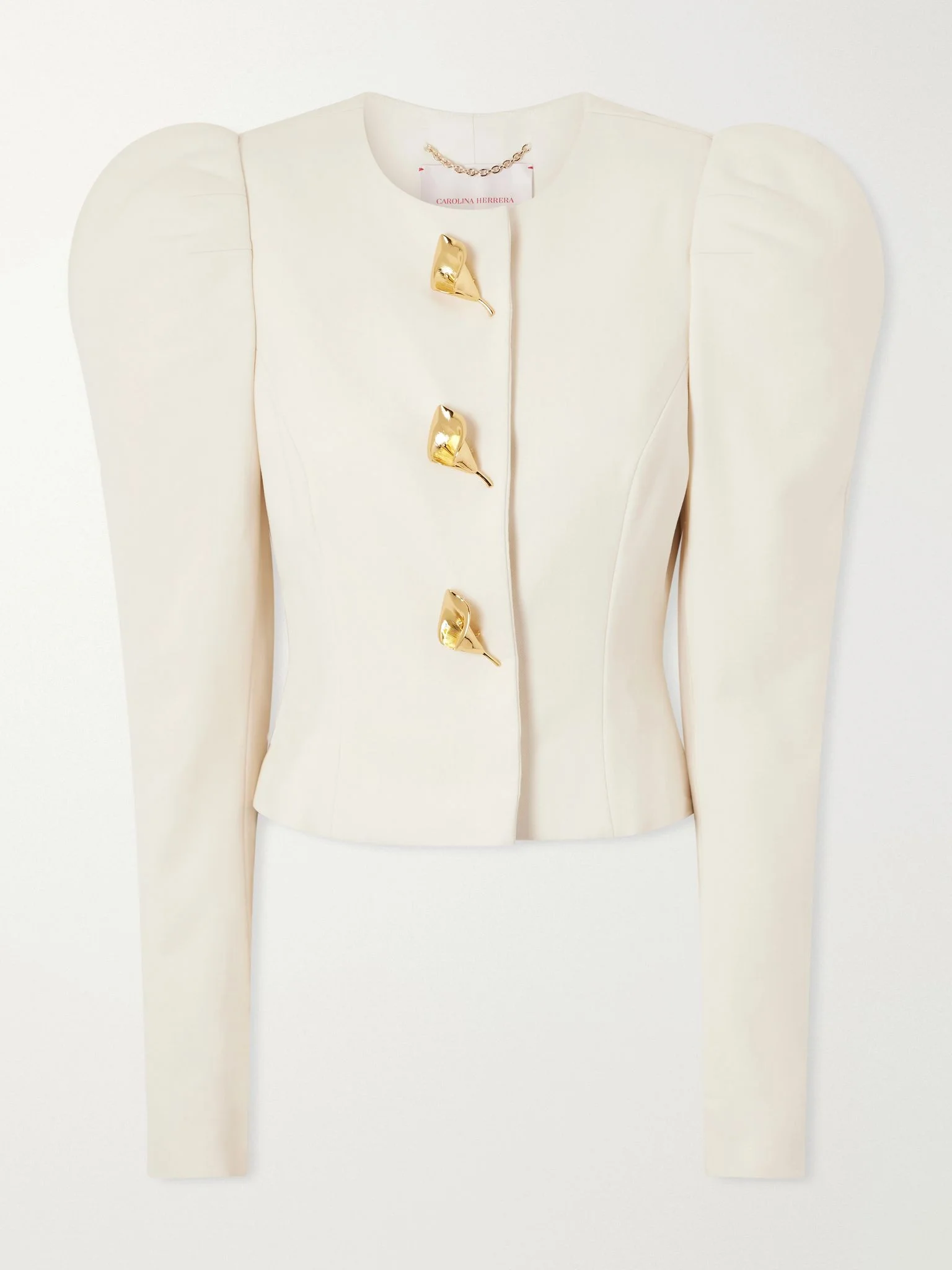 Embellished darted stretch-wool crepe jacket Ivory - 1