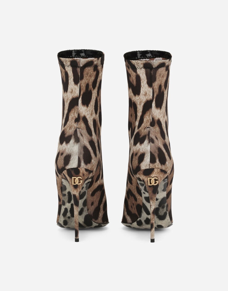 Leopard-print stretch fabric ankle boots - 3