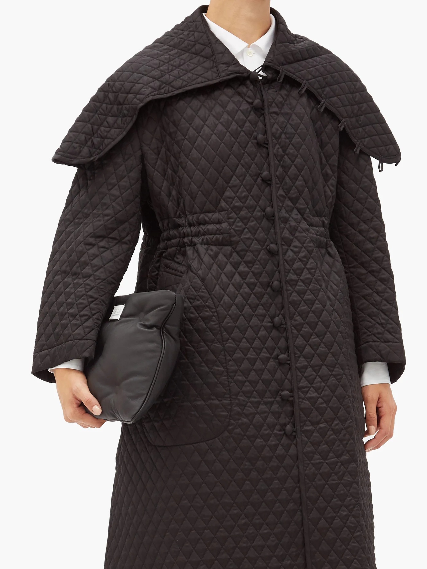 Exaggerated-collar matelassé coat - 6