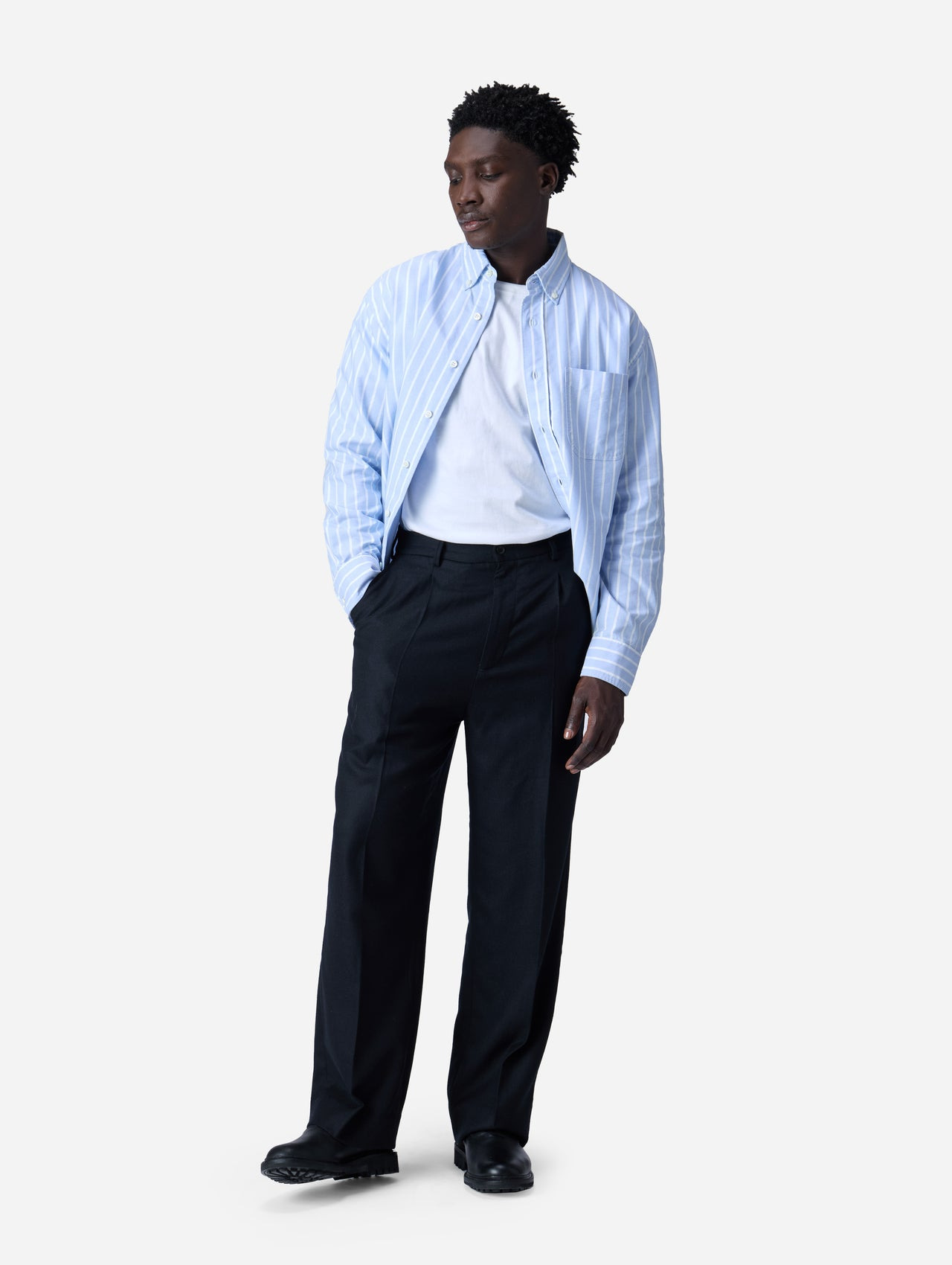 Pleated Trouser - Black Wool - 4