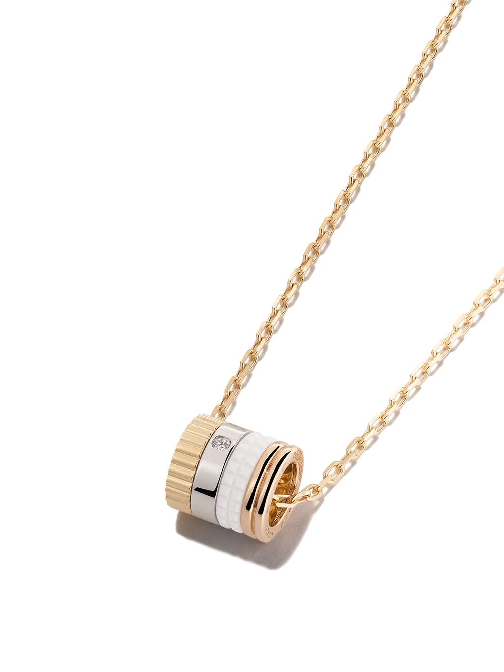 18kt white, yellow and rose gold Quatre Mini Ring pendant necklace - 3