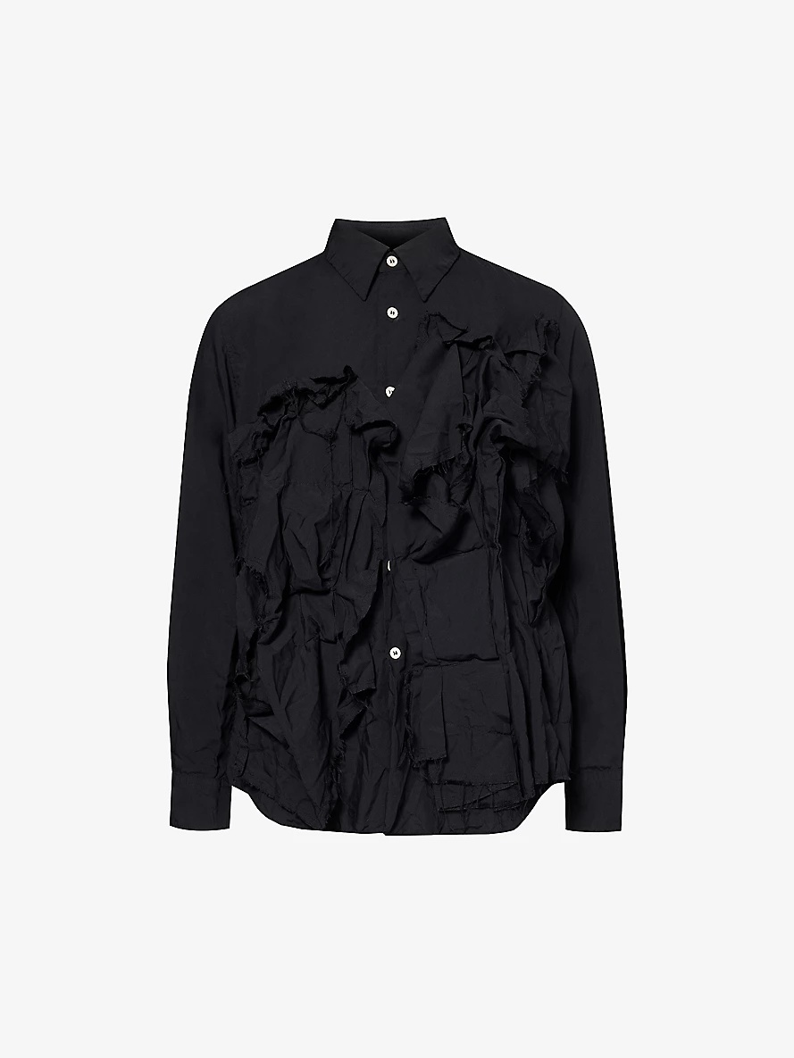 Ruffled raw-trim woven shirt - 1