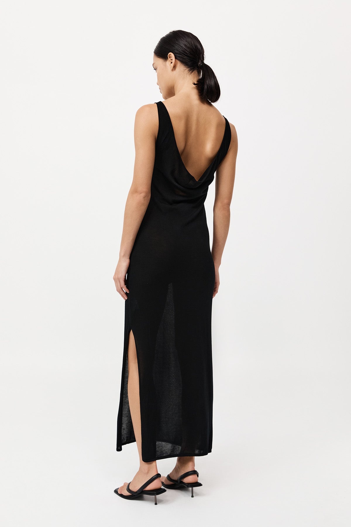 Cowl Back Cami Dress - Black - 4