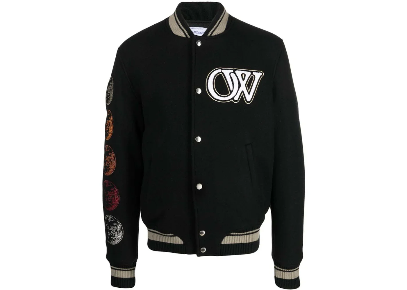 OFF-WHITE Logo-Applique Bomber Jacket Black - 1