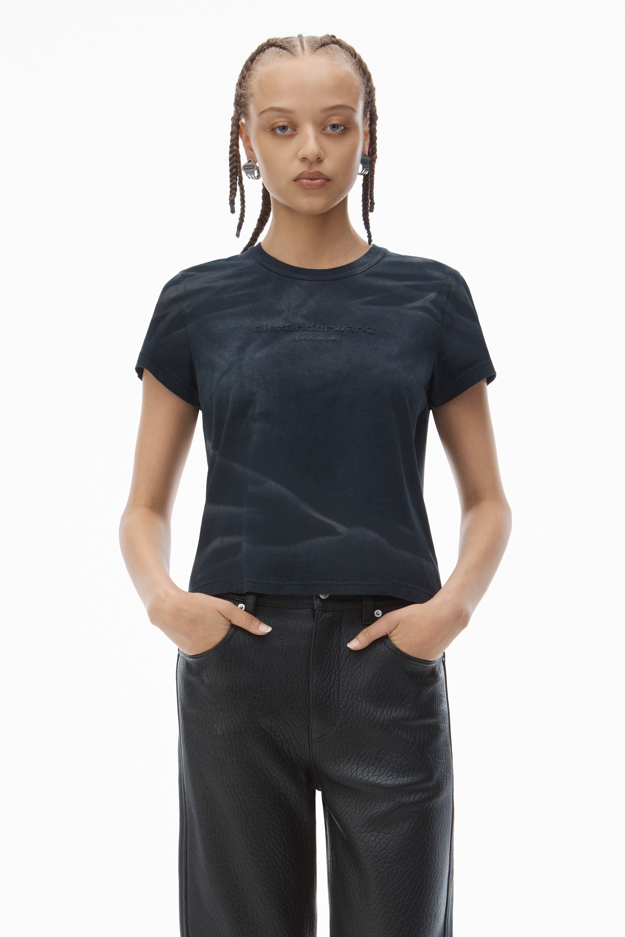 Distressed Logo Shrunken Tee in Cotton Jersey - 2