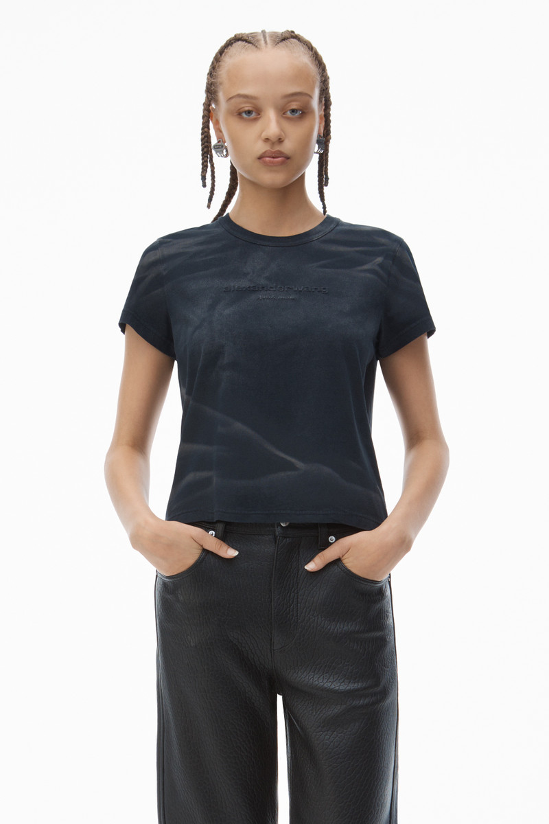 Distressed Logo Shrunken Tee in Cotton Jersey 2