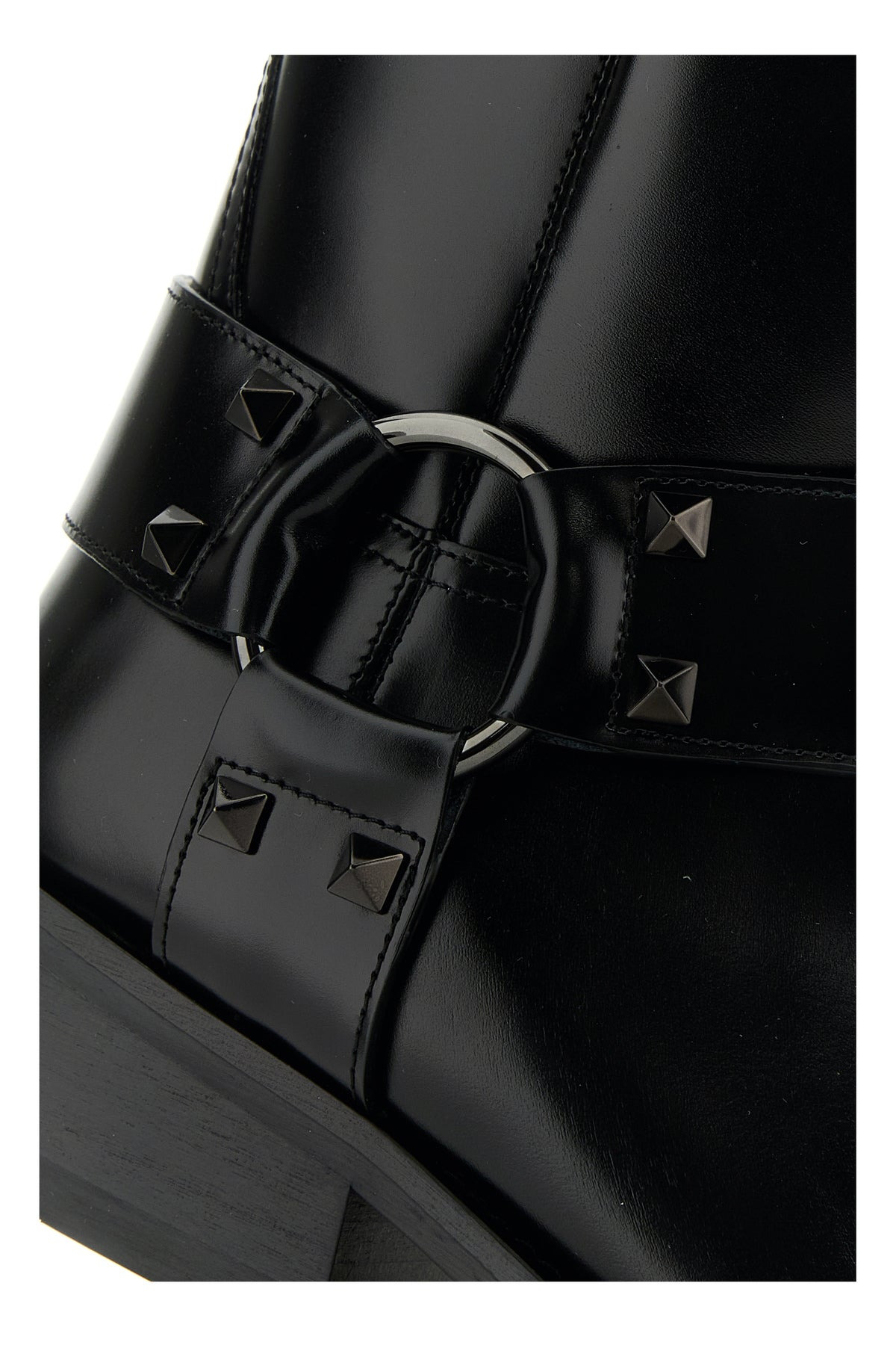 Black leather Biker Rockstud ankle boots - 6