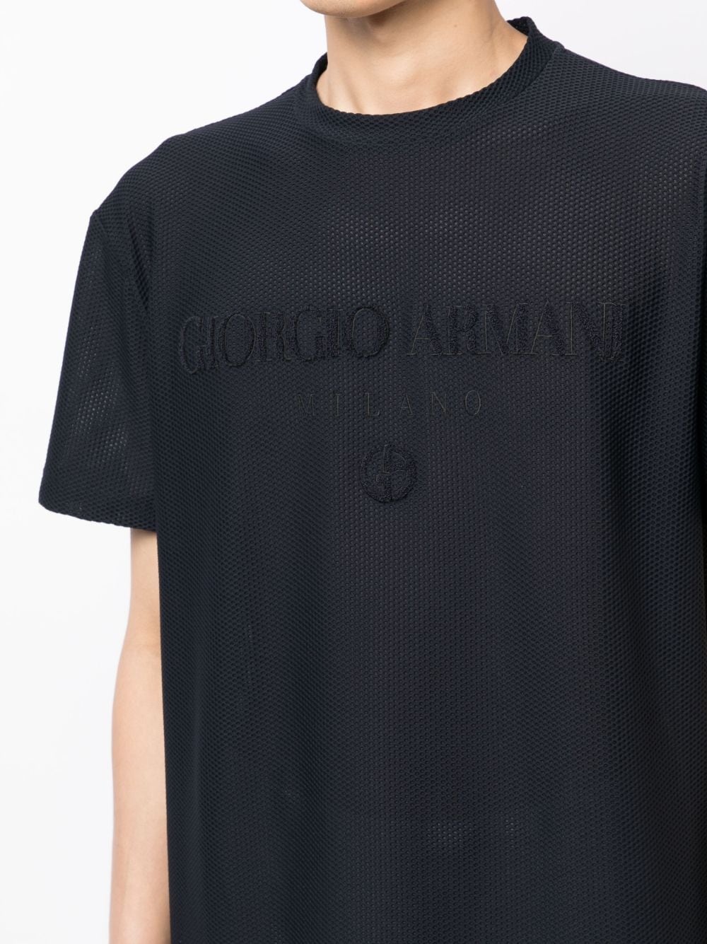 logo-embroidered perforated T-shirt - 5