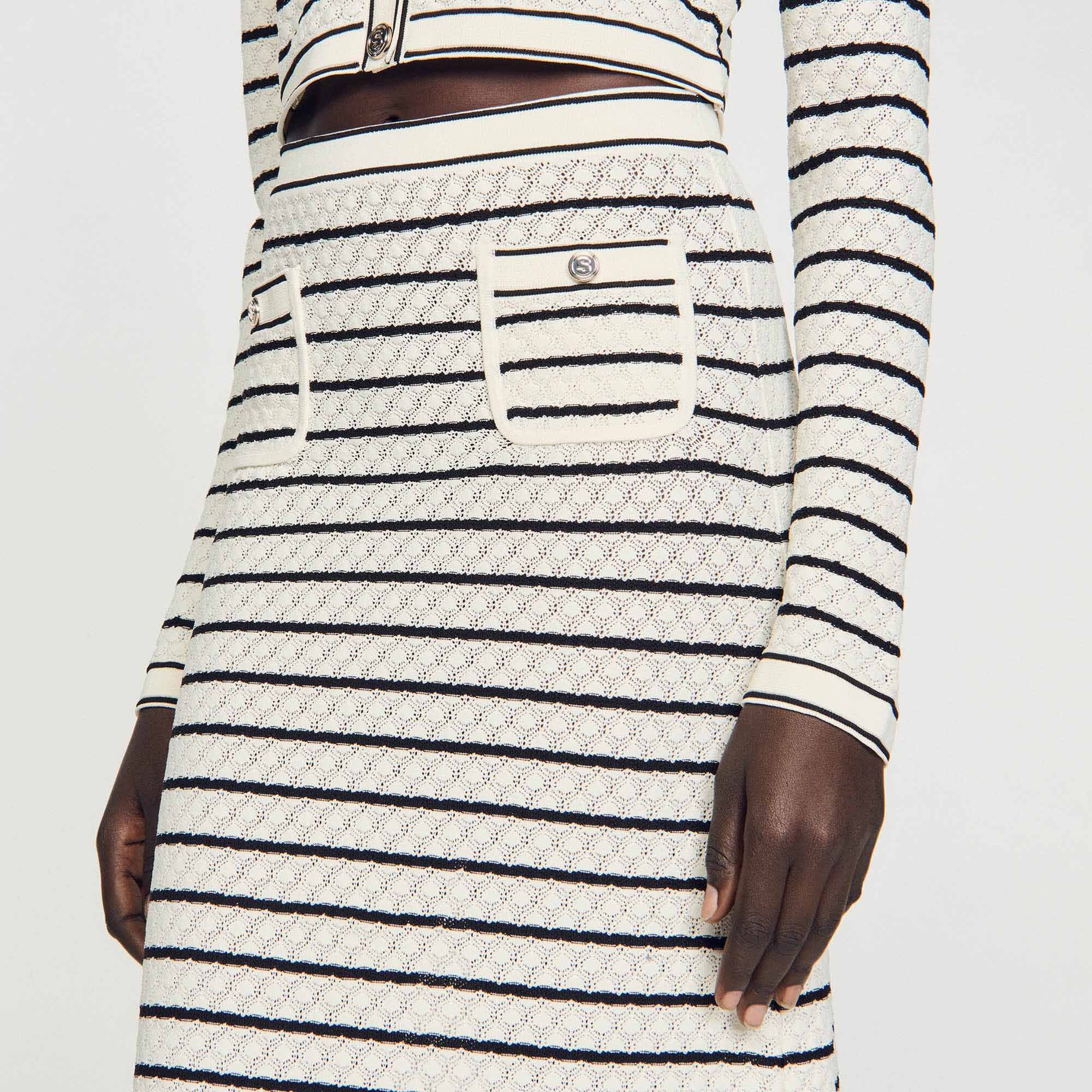 STRIPED KNIT MIDI SKIRT - 4