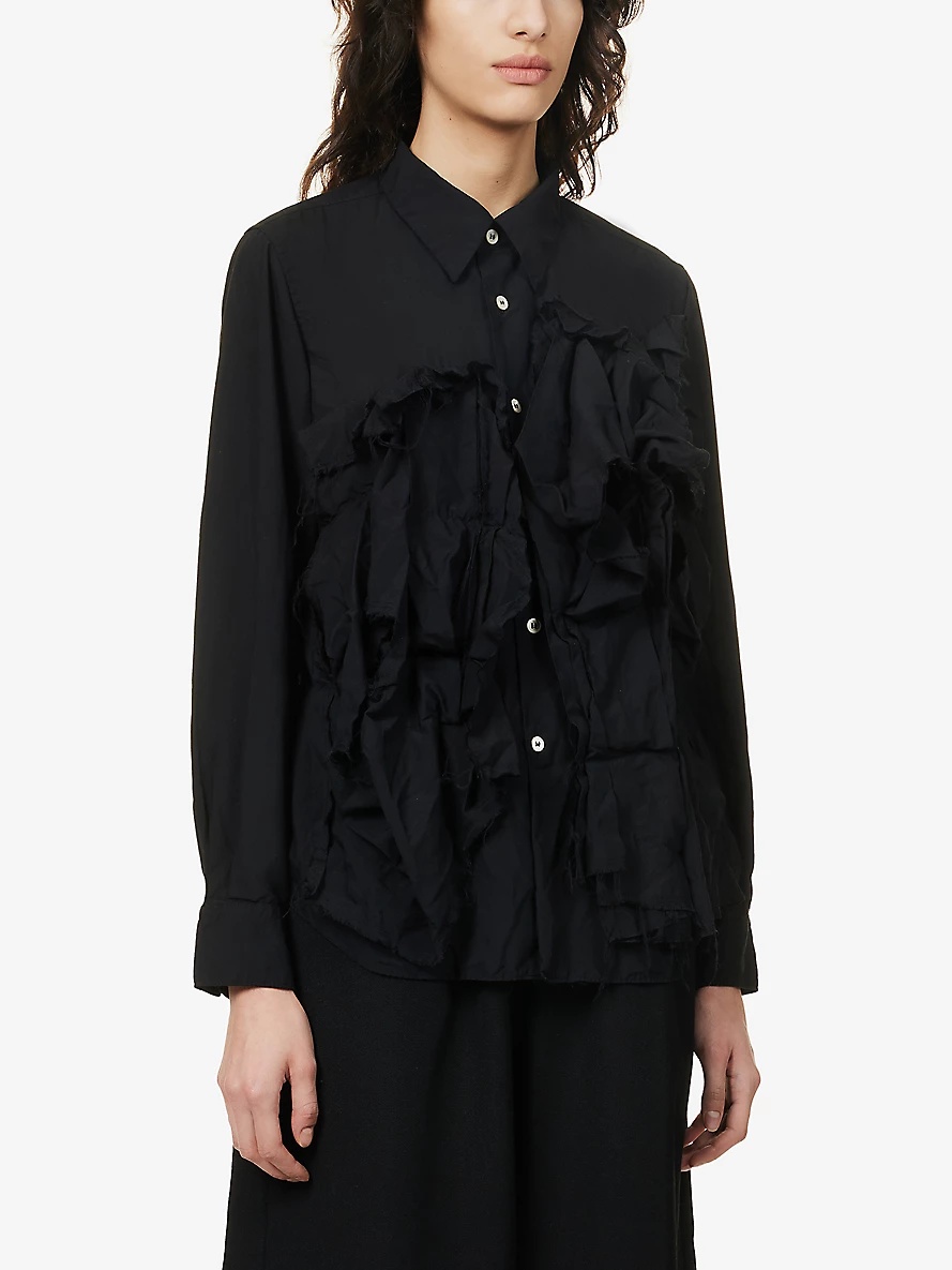 Ruffled raw-trim woven shirt - 3