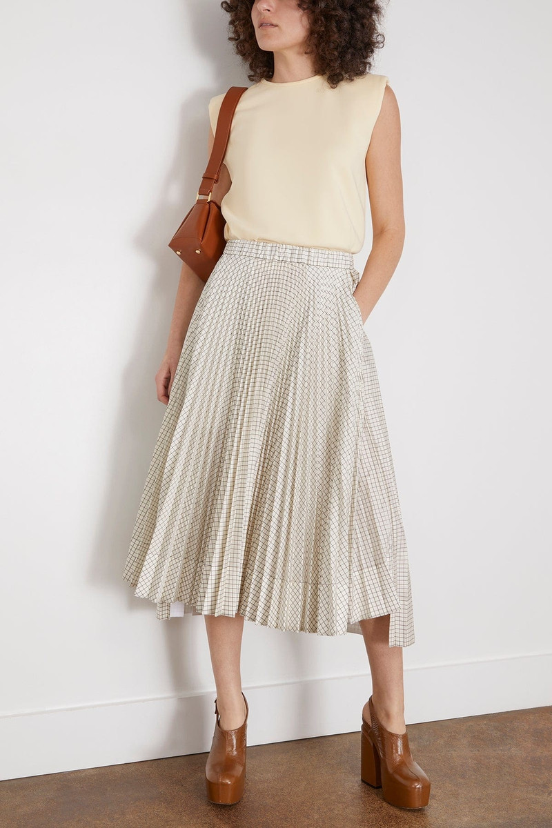 Plan C Pleated Skirt in Butter Base Black Check outlook