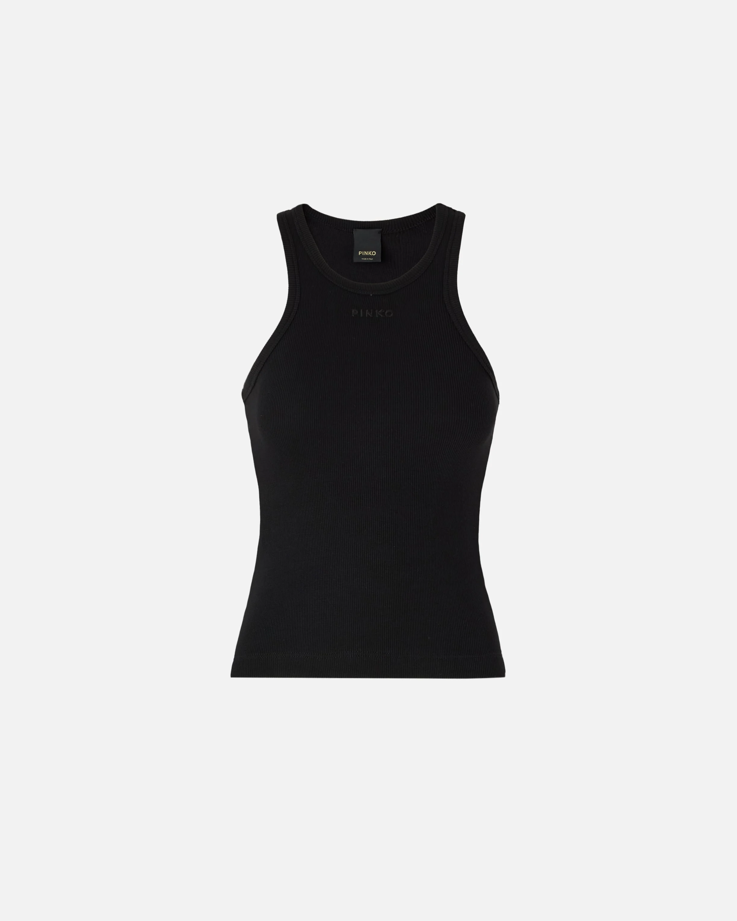 RIBBED VEST TOP WITH PINKO LOGO - 1