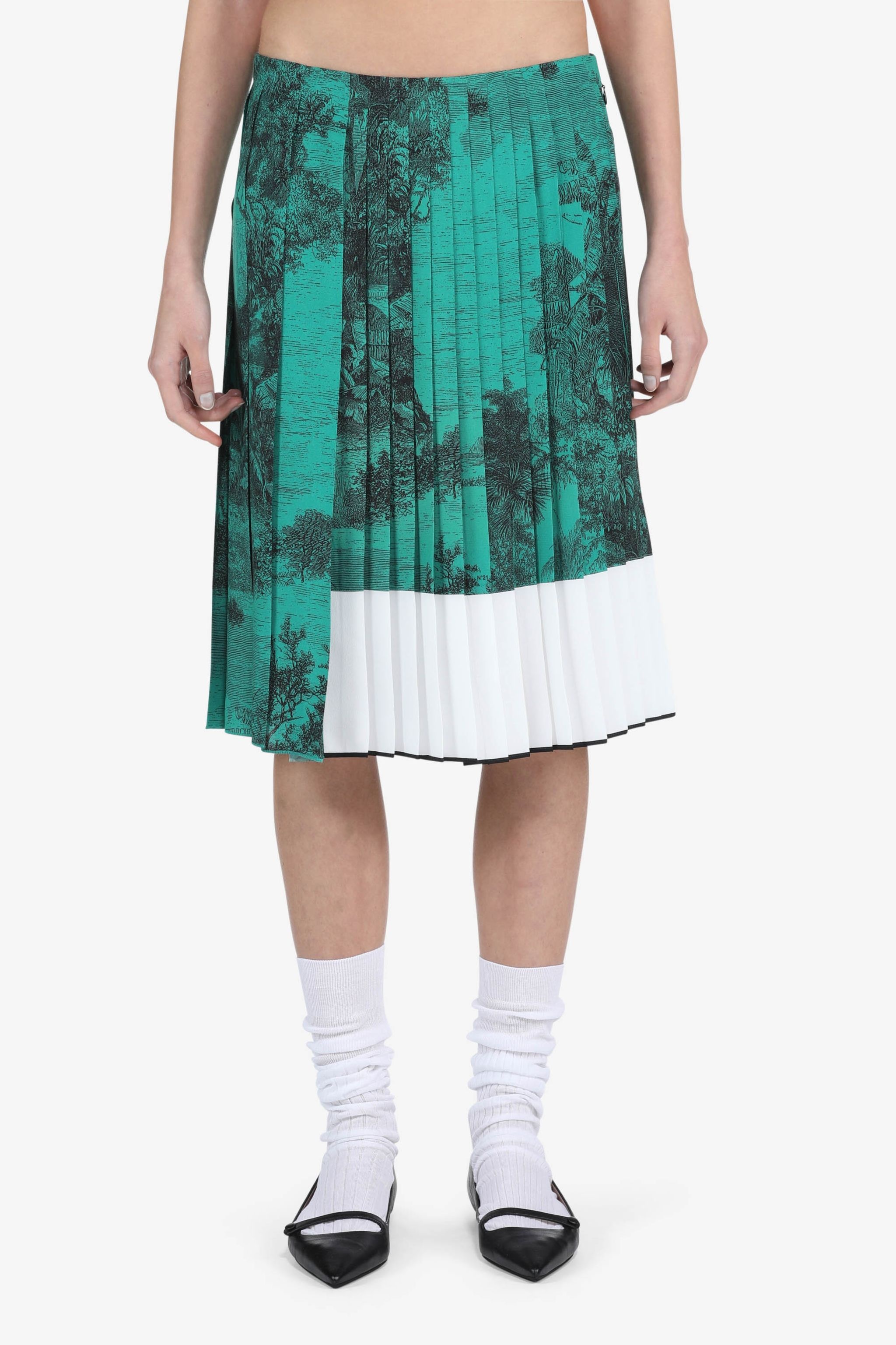 LANDSCAPE-PRINT PLEATED SKIRT - 1