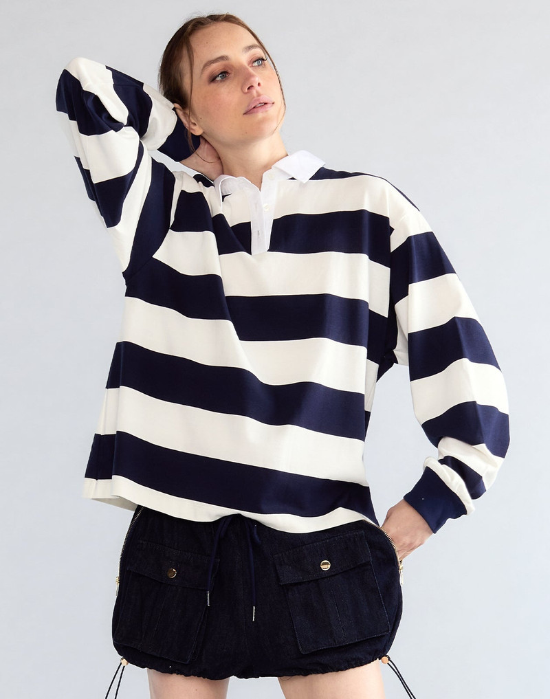 CYNTHIA ROWLEY Ardie Striped Rugby Shirt outlook