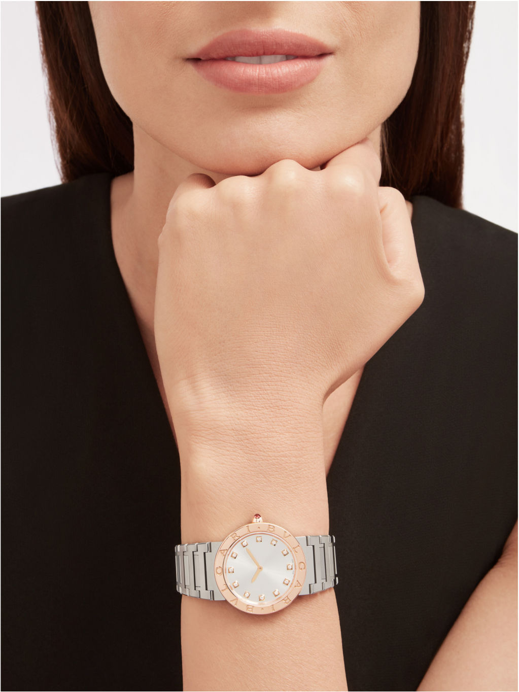BBL33C6SP12 BVLGARI BVLGARI 18ct rose-gold, stainless steel and 0.21ct diamond watch - 4