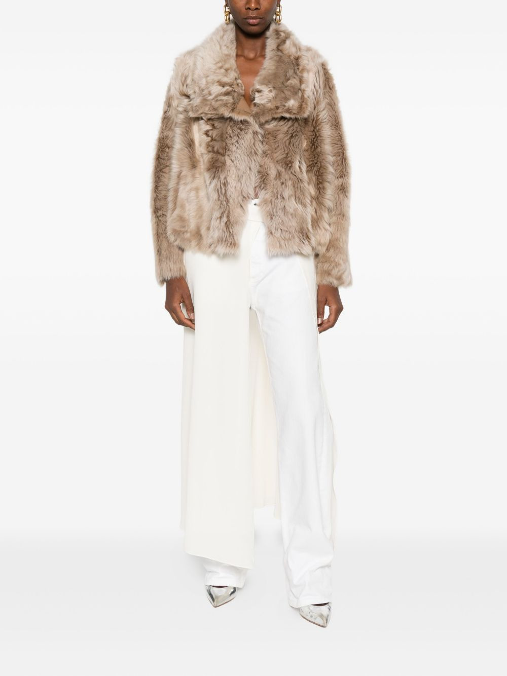 leather-trimmed fur jacket - 2