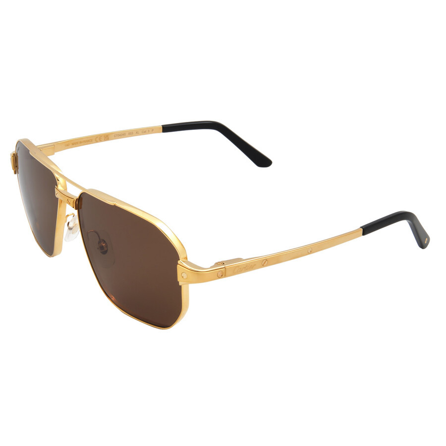 Cartier Santos de Cartier Brown Navigator Men's Sunglasses CT0424S 003 59 - 4